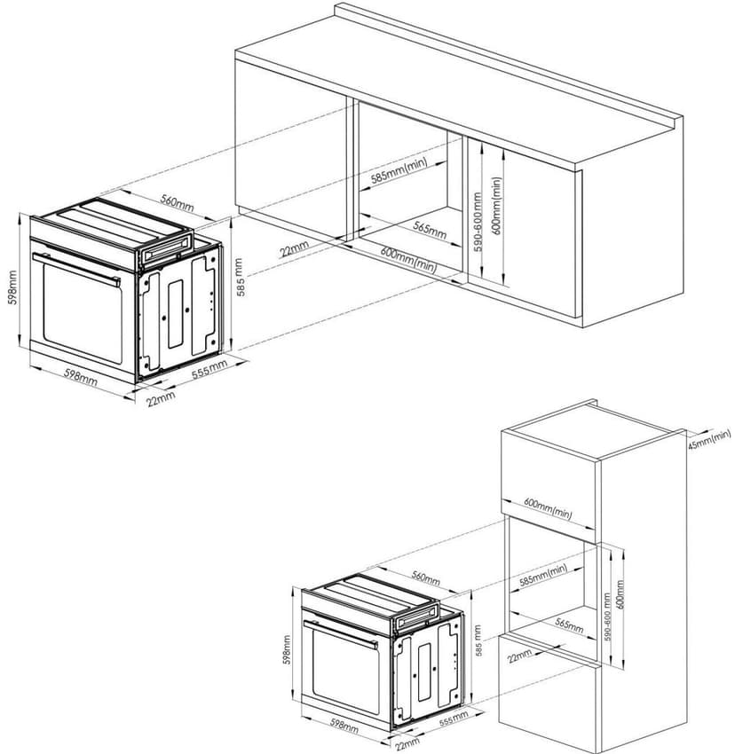 Духовой шкаф электрический встраиваемый, 75 л., 5 режимов, Конвекция, Автоотключение по таймеру, il Monte BO-74--5