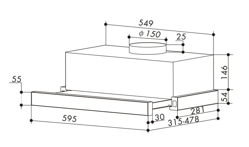 Вытяжка кухонная, Встраиваемая, Телескопическая--3