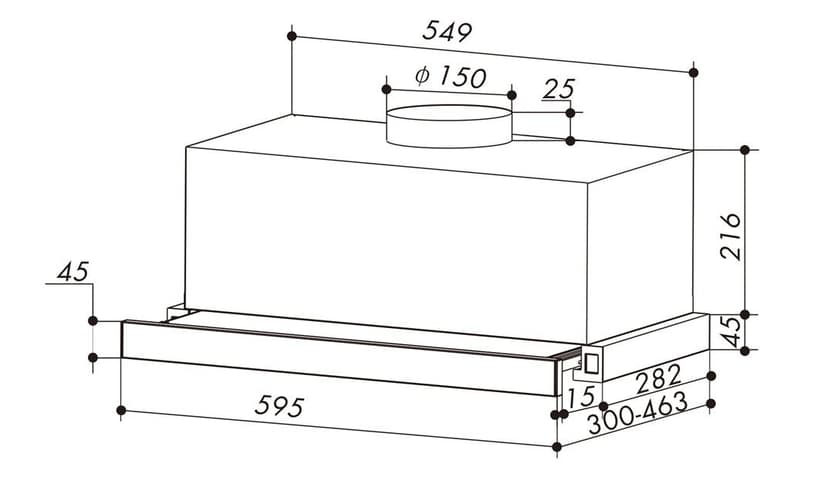 Вытяжка кухонная, Встраиваемая, Телескопическая--7