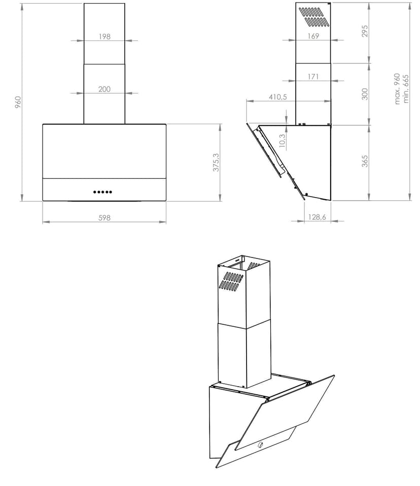 Вытяжка для кухни, кнопочное управление--2