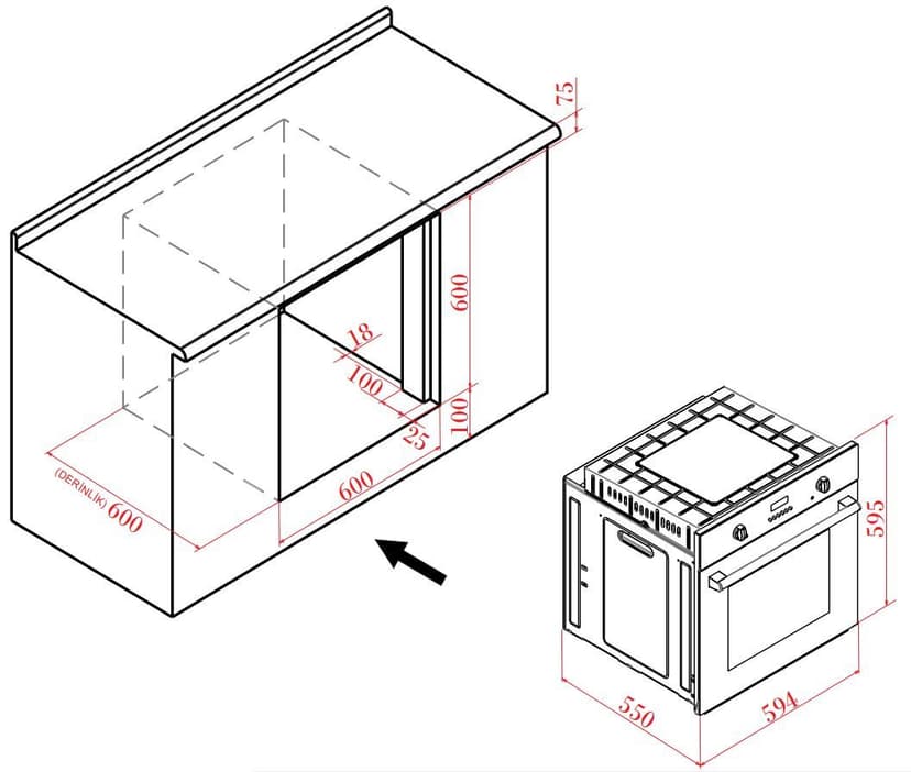 Духовой шкаф электрический встраиваемый, 10 режимов, Конвекция, Гриль, Разморозка, il Monte BO-72--7