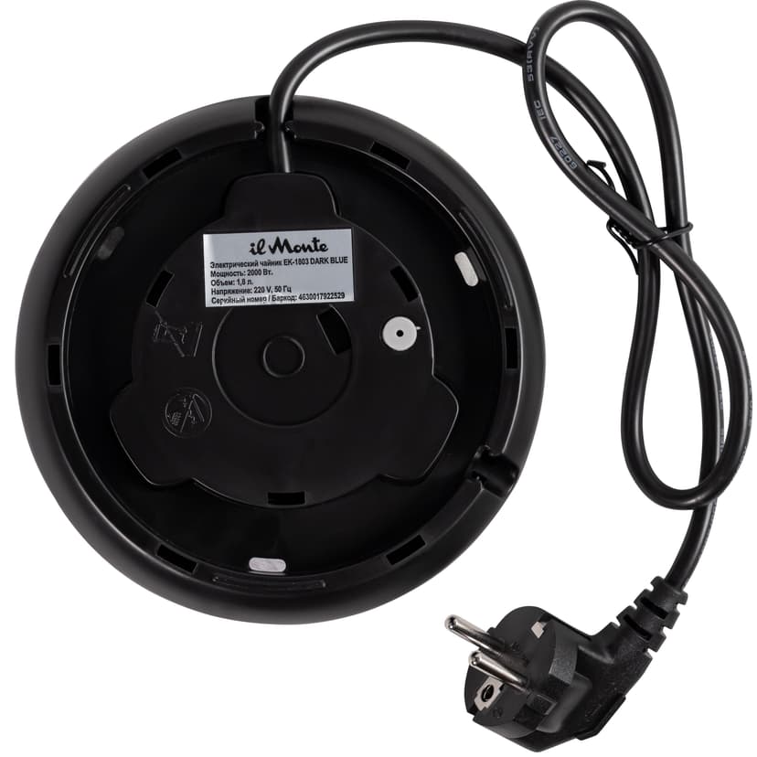 Чайник электрический, 1,8 л., 2000 Вт., Контактная группа "Strix" (Англия), Стальной корпус, Адиабатное (ненагревающееся) покрытие, il Monte EK-1803--13