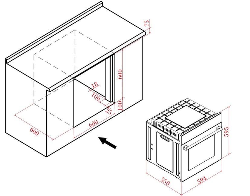 Духовой шкаф электрический встраиваемый, объем 66 л., БИО-Эмаль, Конвекция, Разморозка, 6 режимов, Автоотключение по таймеру, il Monte BO-70--5