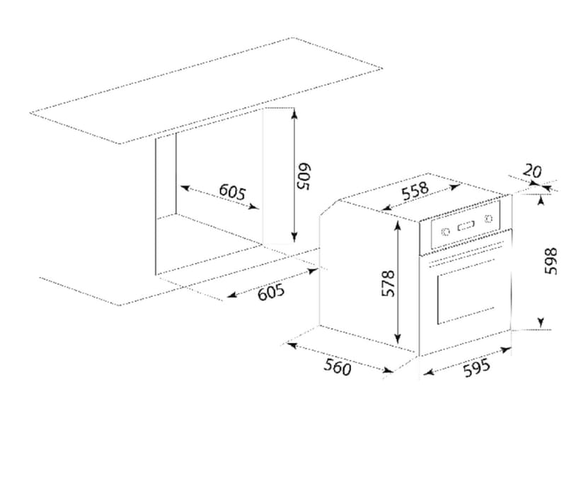 Духовой шкаф электрический встраиваемый, Ширина 60 см, Объем 56 л., 7 режимов, Конвекция, Сенсорное управление, il Monte BO-67--6