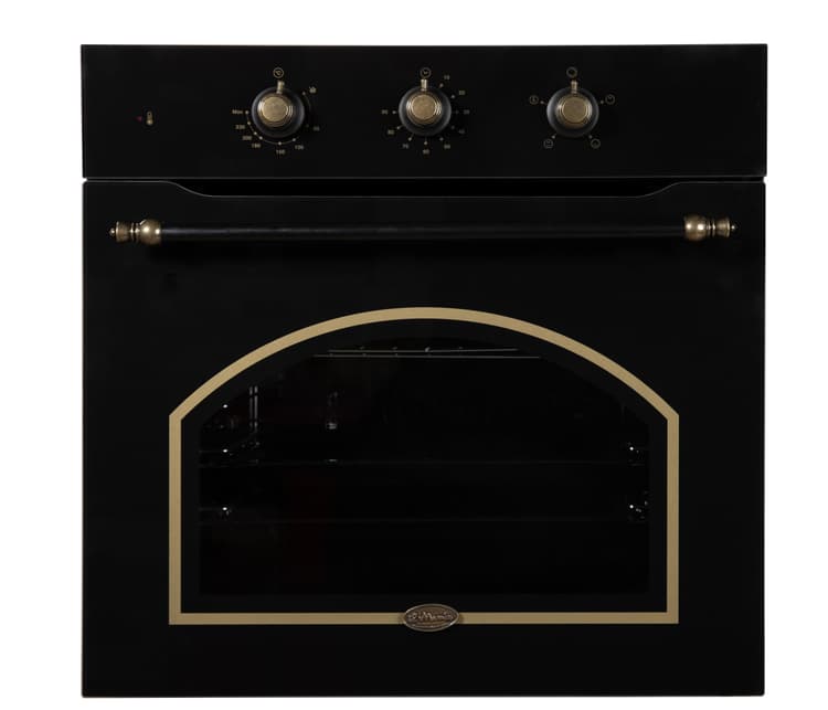 Встраиваемый духовой шкаф электрический деревенский Ретро стиль Rustico, 66 литров, Конвекция, 6 режимов, до 275 С., Двойное стекло, il Monte BO-66 MK BLACK RUSTICO