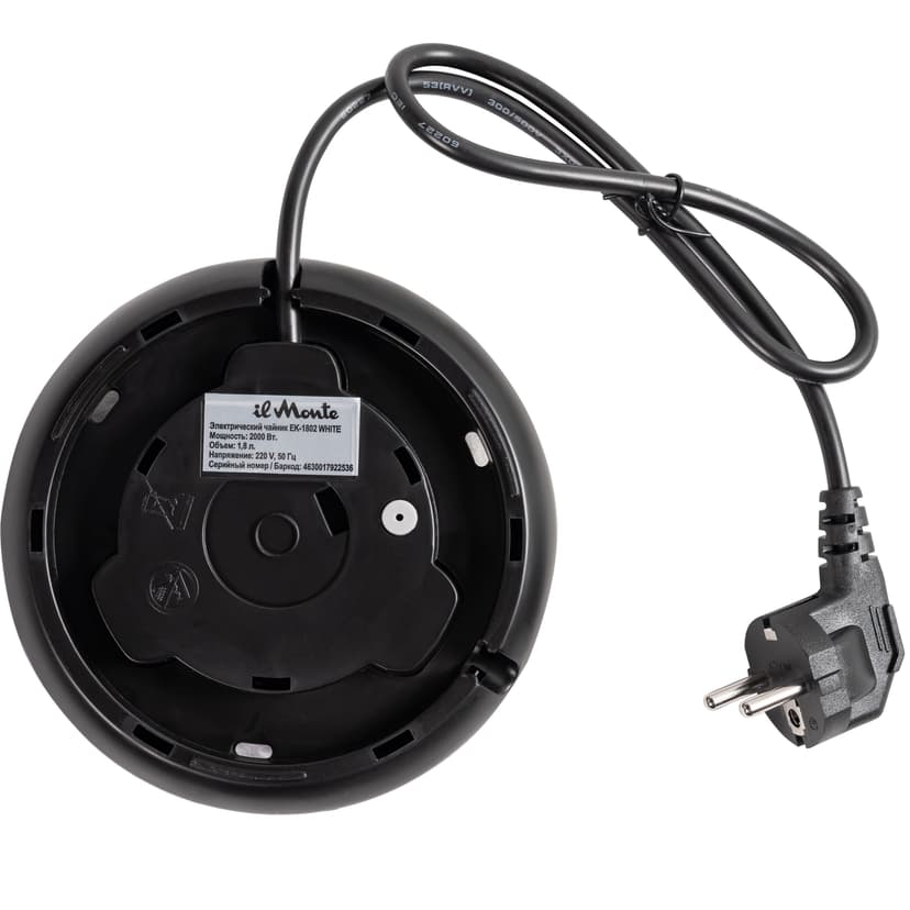 Чайник электрический, 1,8 л., 2000 Вт., Стальной корпус, Адиабатное (ненагревающееся) покрытие, il Monte EK-1802--13